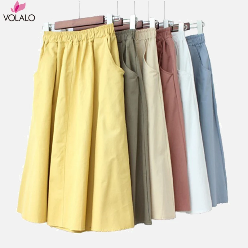 Women's High Waist Side Pockets Skirts Spring Summer Solid A-line Female Midi Skirts 2024 Fashion Elastic Waists Ladies Bottom
Women's High Waist Side Pockets Skirts Spring Summer Solid A-line Female Midi Skirts 2024 Fashion Elastic Waists Ladies Bottom