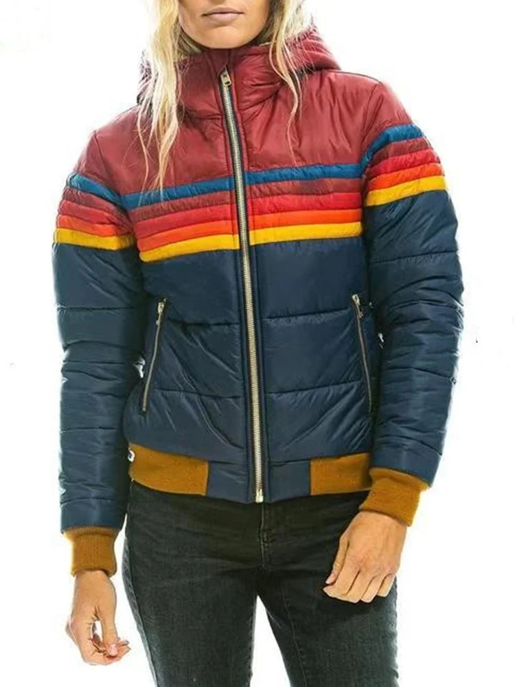 Women's Spring Casual Cotton Jacket Winter Soft Plush Wool Collar Rainbow Coat Aviator Nation Cotton Padded Outerwear
Women's Spring Casual Cotton Jacket Winter Soft Plush Wool Collar Rainbow Coat Aviator Nation Cotton Padded Outerwear