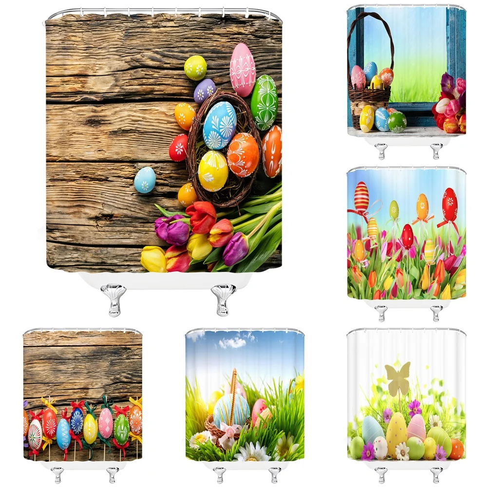 Colorful Easter Eggs Shower Curtain Vintage Wooden Board Tulip Flowers Grassland Plant Bath Curtain for Bathroom Decor Polyester
Colorful Easter Eggs Shower Curtain Vintage Wooden Board Tulip Flowers Grassland Plant Bath Curtain for Bathroom Decor Polyester