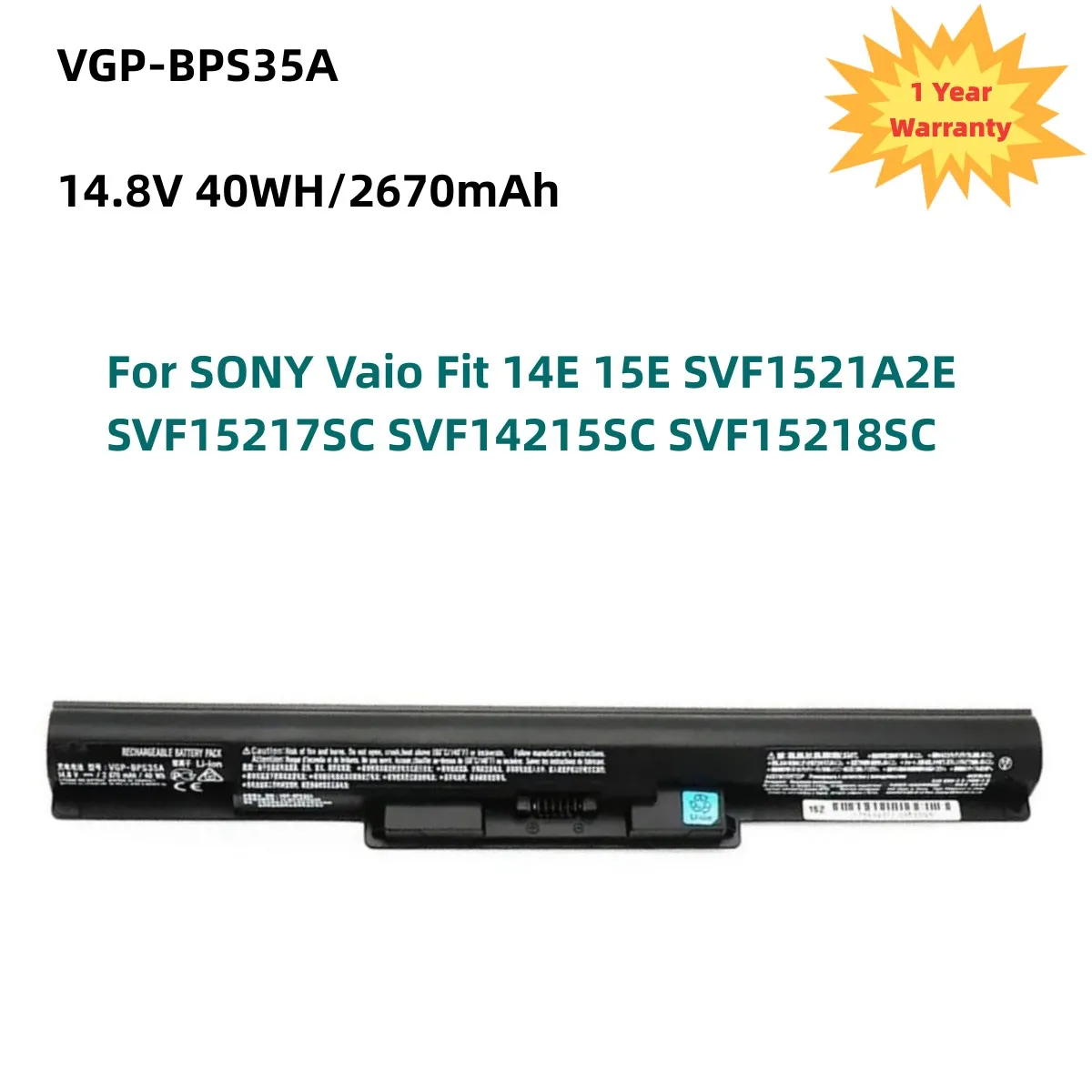 

VGP-BPS35A 14.8V 40WH Battery For SONY Vaio Fit 14E 15E SVF1521A2E SVF15217SC SVF14215SC SVF15218SC BPS35 BPS35A