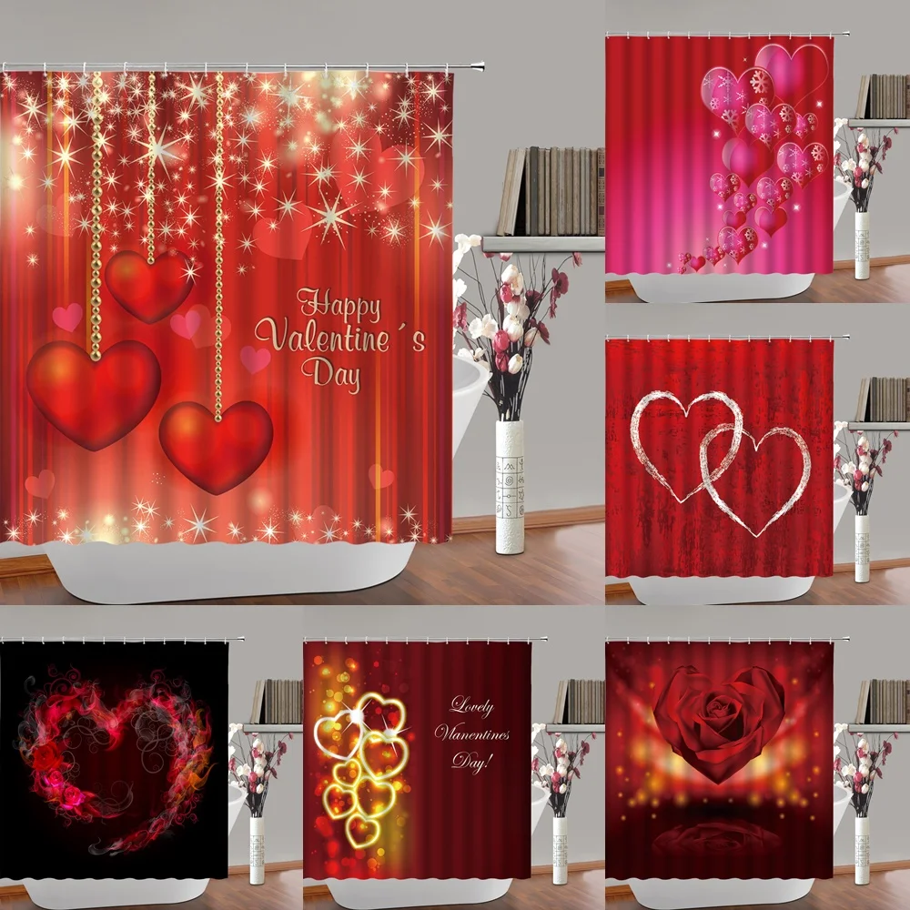 Valentine's Day Shower Curtain Red Hearts Rose Love Couple Lovers Romantic Wedding Bathroom Decor Bath Curtains Fabric with Hook
Valentine's Day Shower Curtain Red Hearts Rose Love Couple Lovers Romantic Wedding Bathroom Decor Bath Curtains Fabric with Hook