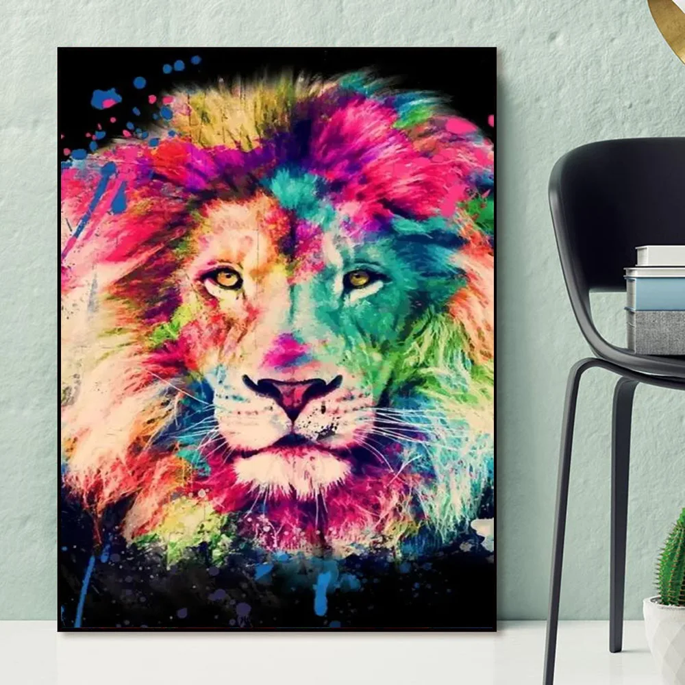 

Colorful Lion Wall Art Graffiti Canvas Painting Nordic Posters Prints Animal Pictures for Living Room Home Decor No Frame