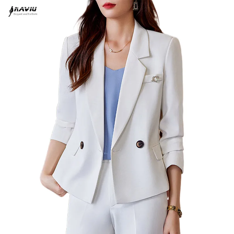NAVIU White Suits Women New 2023 Spring Fashion Temperament Porfessional Formal Blazer And Pants Sets Office Ladies Work Wear
NAVIU White Suits Women New 2023 Spring Fashion Temperament Porfessional Formal Blazer And Pants Sets Office Ladies Work Wear