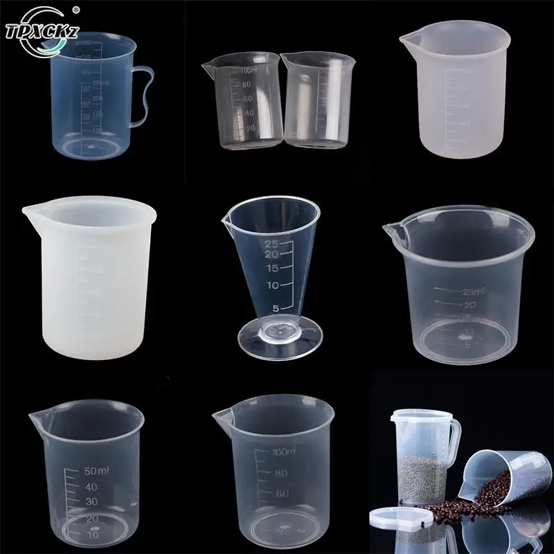 

New 1/2pcs 25-1000ml Kitchen Transparent Plastic Graduated Measuring Cup Liquid Container Epoxy Resin Silicone Making Tool