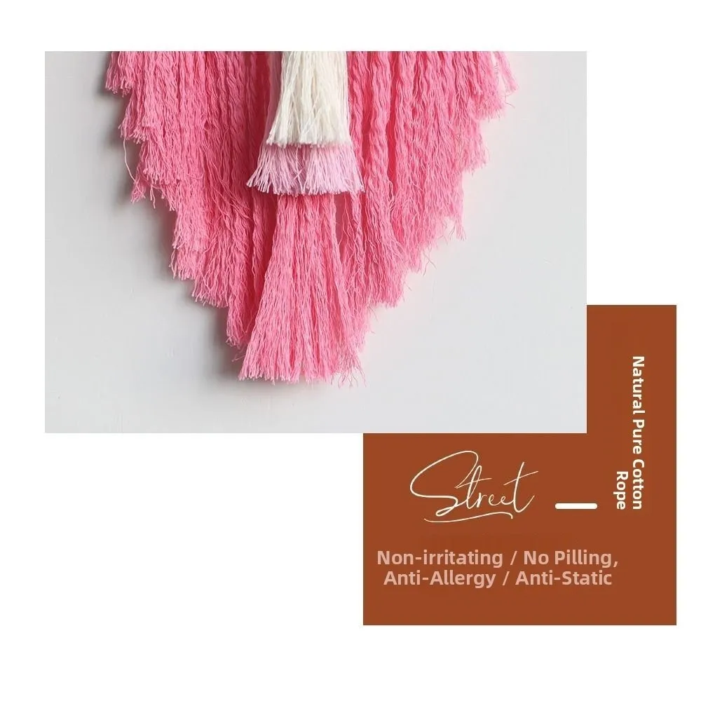 Heart-Shaped Macrame Tapestry - Hand-Woven Wall Art with Tassels 3 Sd951612b3aef45f3adc8dd952efc4778G