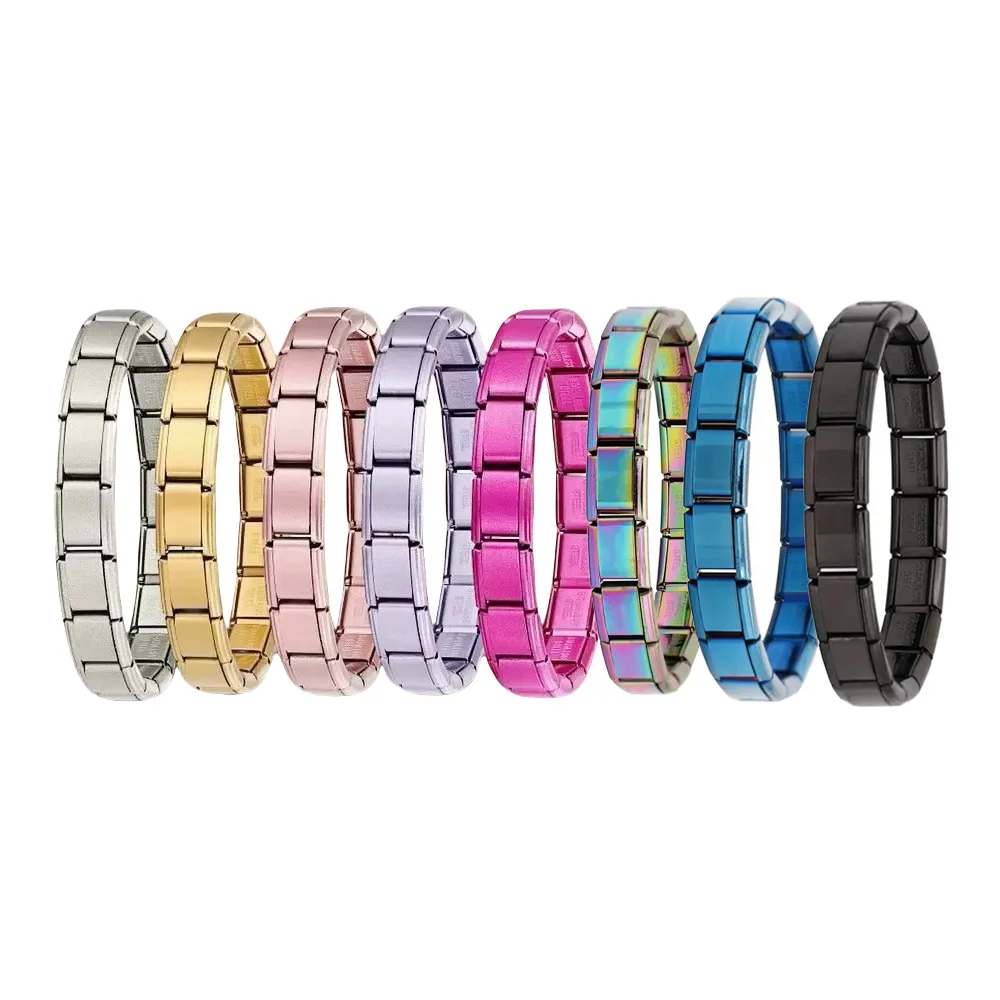 Stainless Steel Italian Charm Bracelet – Elastic Link Bangle for DIY Customization Stainless Steel Italian Charm Bracelet – Elastic Link Bangle for DIY Customization