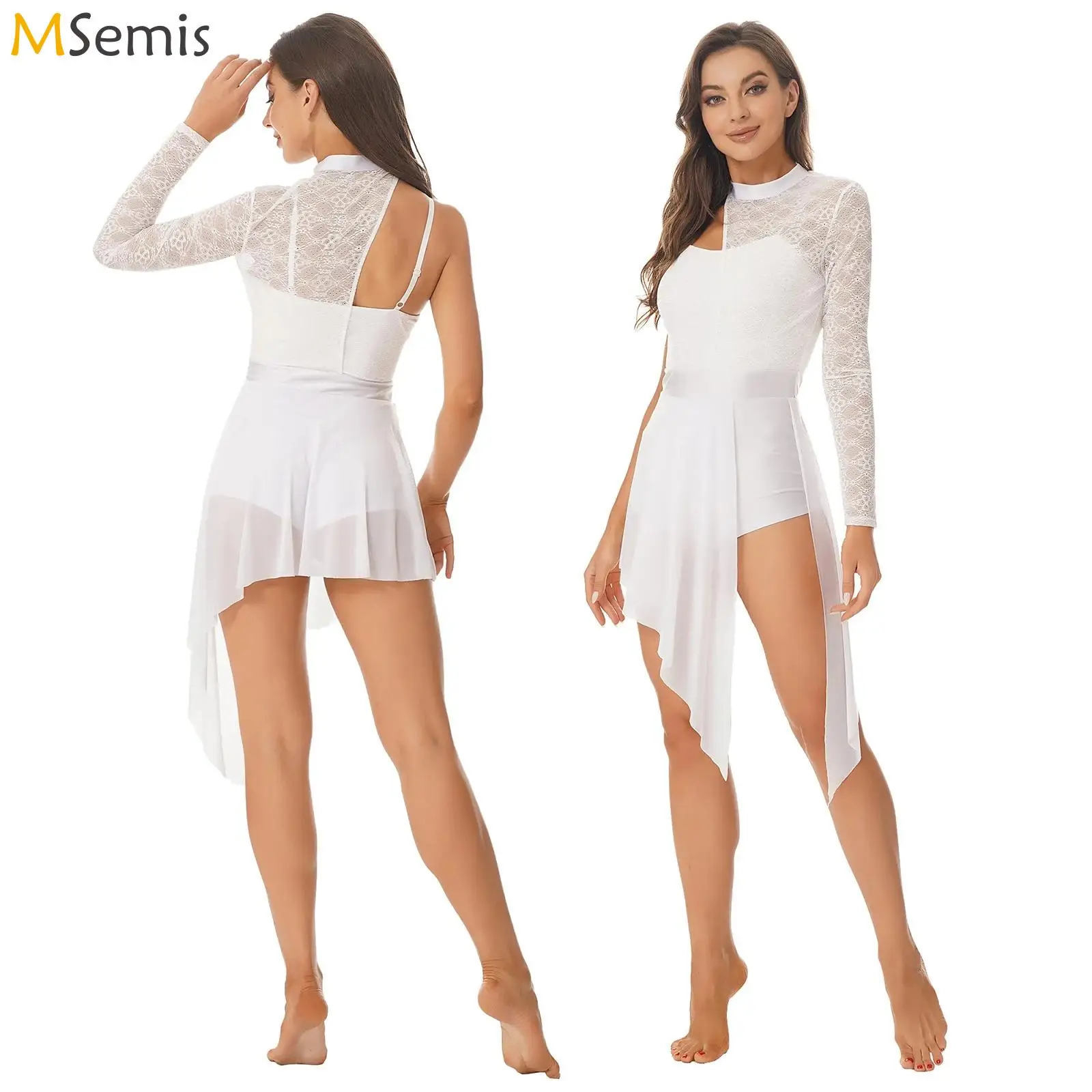 Women Figure Ice Skating Leotard Dress Girl One Shoulder Gymnastic Leotard Asymmetric Tulle Splice Dancewear Performance Costume
Women Figure Ice Skating Leotard Dress Girl One Shoulder Gymnastic Leotard Asymmetric Tulle Splice Dancewear Performance Costume
