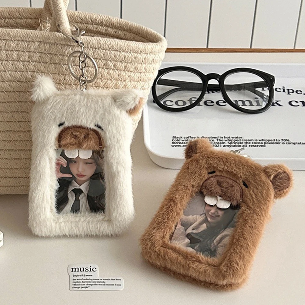 

New Plush Kpop Photocard Holder Cute Cartoon Capybara Idol Postcards Storage Photo Card Bag Collect Organizer Bag Pendant