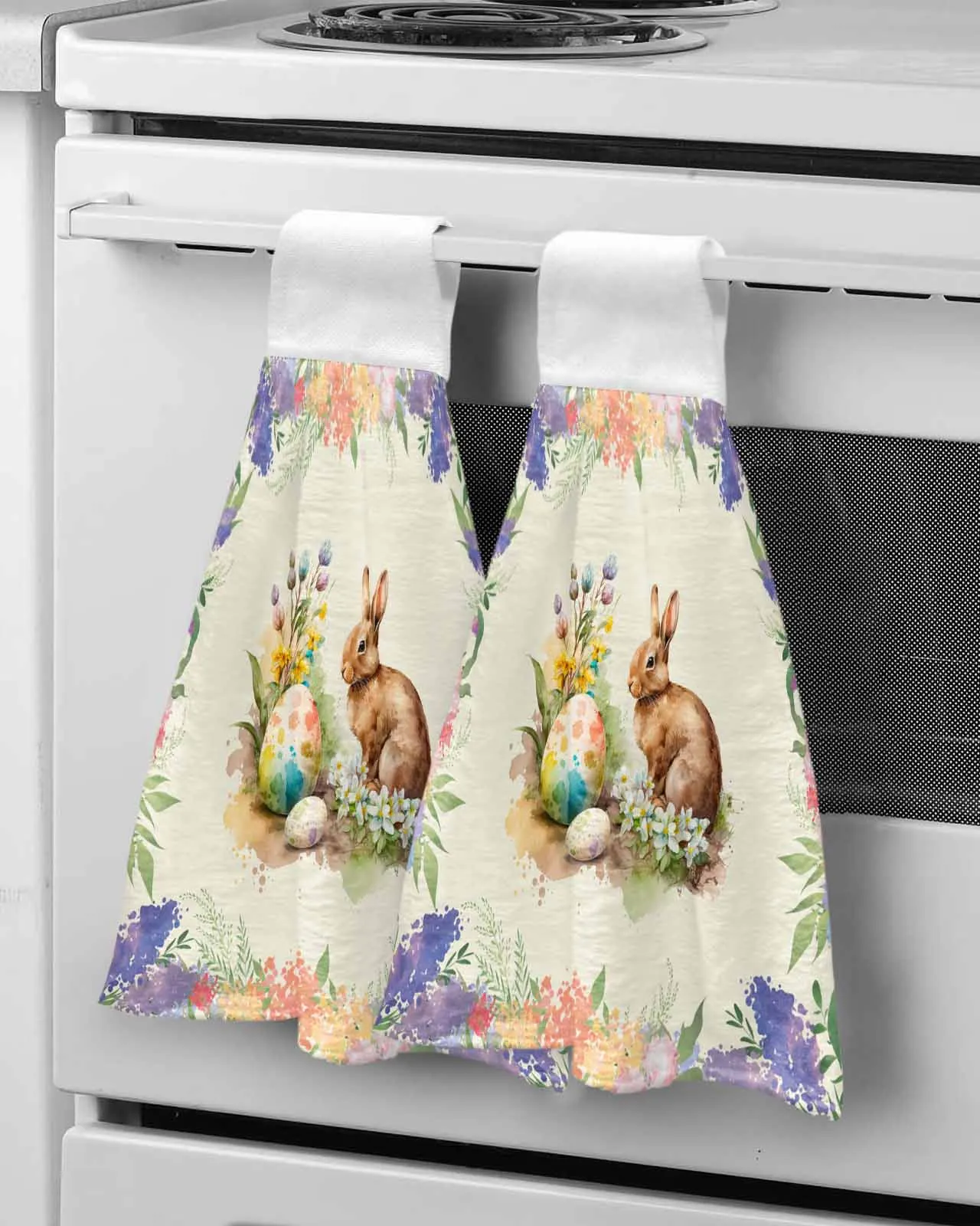 

Easter Bunny Eggs Flowers Hand Towels Kitchen Bathroom Hanging Cloth Quick Dry Soft Absorbent Microfiber Towels