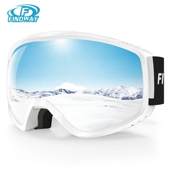 Findway 성인용 스키 고글, OTG 착용 안경, 남녀공용 스키 고글, 김서림 방지 100%, 자외선 차단, 넓은 시야, 180 ° 시야