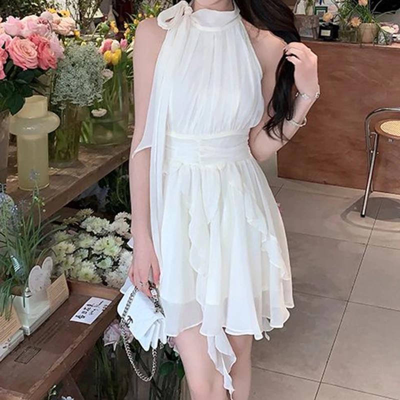 Ruffles Chiffon Sweet Women Dress Folds Bandage Ladies High Waist A Line Mini Dress Summer Female Fashion Fairy Dress
Ruffles Chiffon Sweet Women Dress Folds Bandage Ladies High Waist A Line Mini Dress Summer Female Fashion Fairy Dress