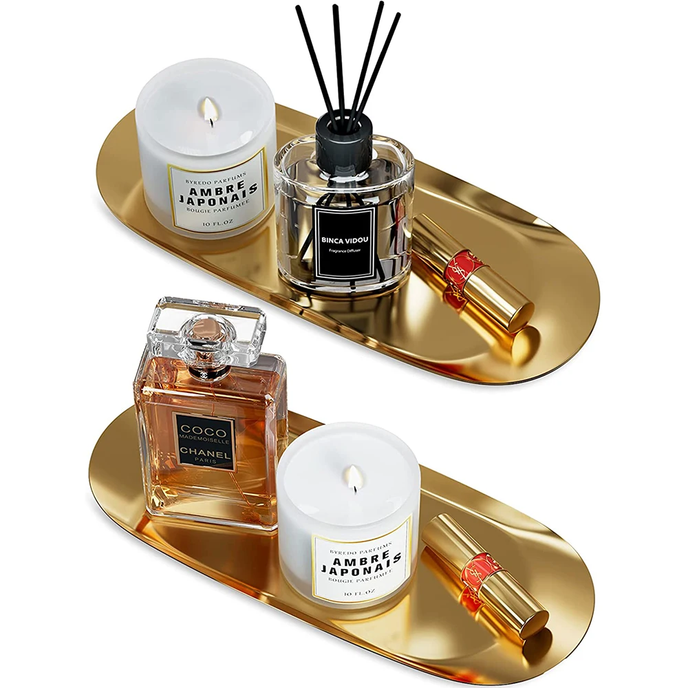 Gold Decorative Tray Candle Organizer, Entryway Key Tray Dresser Trays for Mini Jewelry Perfume, Oval Metal Towel Tray Soap Dish
Gold Decorative Tray Candle Organizer, Entryway Key Tray Dresser Trays for Mini Jewelry Perfume, Oval Metal Towel Tray Soap Dish