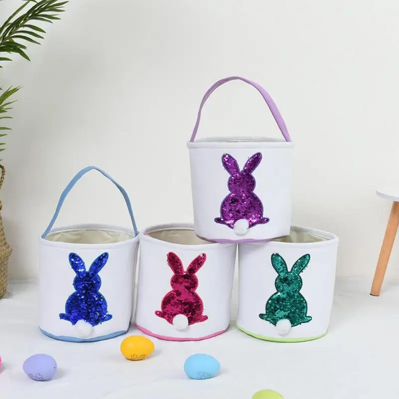 

Cute Bunny Ear Easter Basket Easter Egg Hunt Basket Bag With Portable Handle For Carrying Eggs Candies And Gift For Boys & Girls