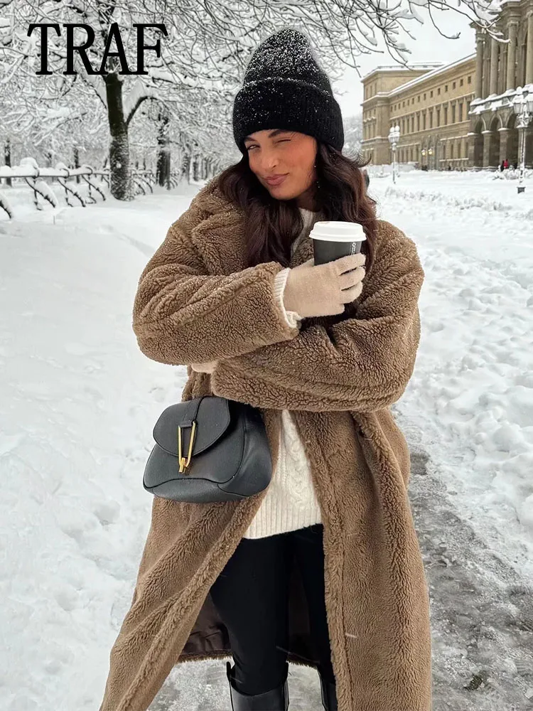 TRAF Women Plush Teddy Jacket 2024 Women's Coats Long Sleeve Fleece Long Coat For Women Very Warm Winter Outerwear
TRAF Women Plush Teddy Jacket 2024 Women's Coats Long Sleeve Fleece Long Coat For Women Very Warm Winter Outerwear
