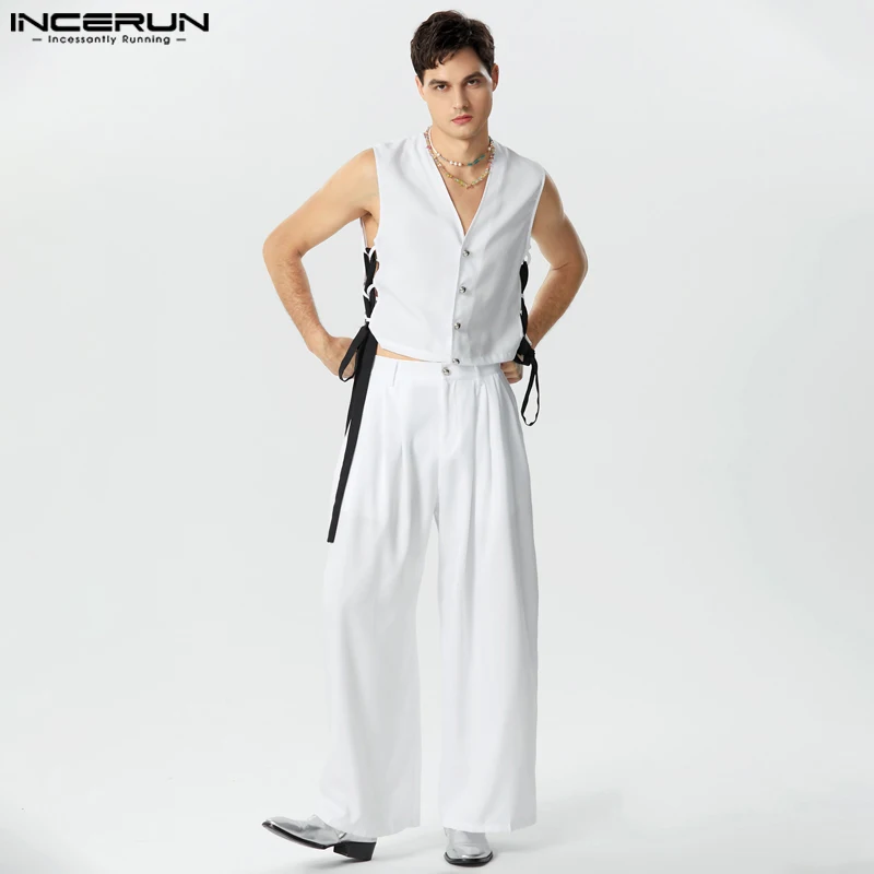 INCERUN 2023 American Style Fashion Sets Men Side Straps V-neck Vests Wide Leg Pant Casual Streetwear Solid Two-piece Sets S-5XL
INCERUN 2023 American Style Fashion Sets Men Side Straps V-neck Vests Wide Leg Pant Casual Streetwear Solid Two-piece Sets S-5XL