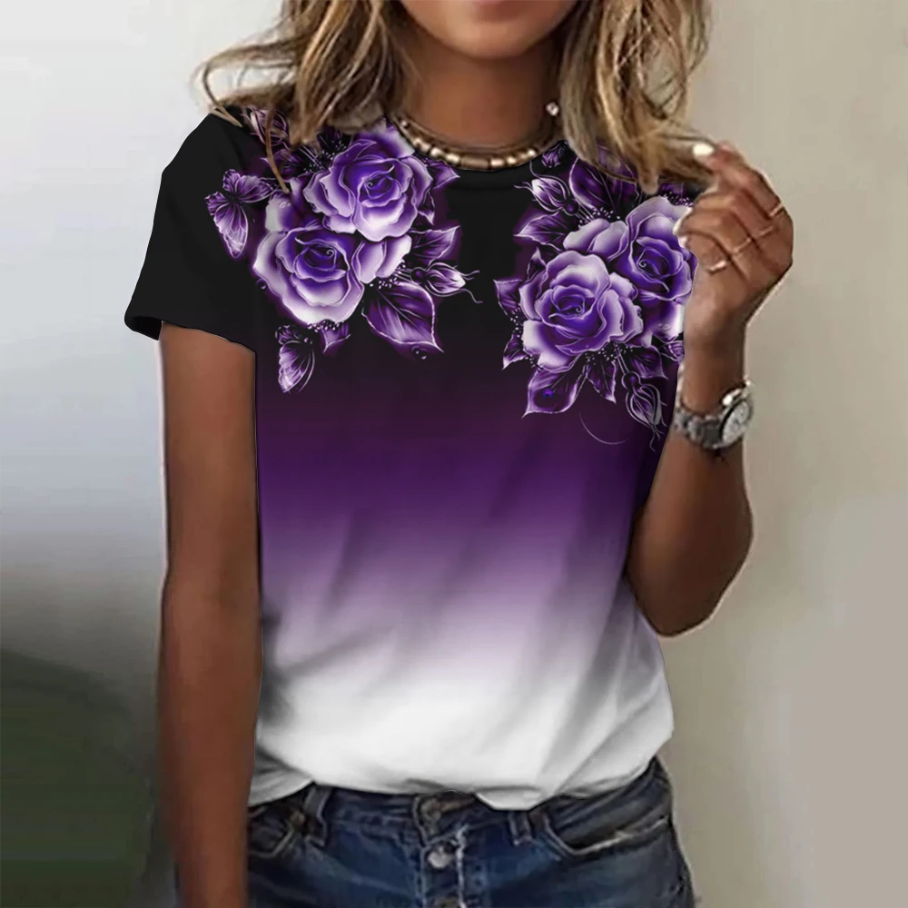 Summer Women's T-Shirts Fashion Floral Theme T Shirt Casual Tees Short Sleeve Gothic Tops Casual Basic Oversized Female Clothing
Summer Women's T-Shirts Fashion Floral Theme T Shirt Casual Tees Short Sleeve Gothic Tops Casual Basic Oversized Female Clothing