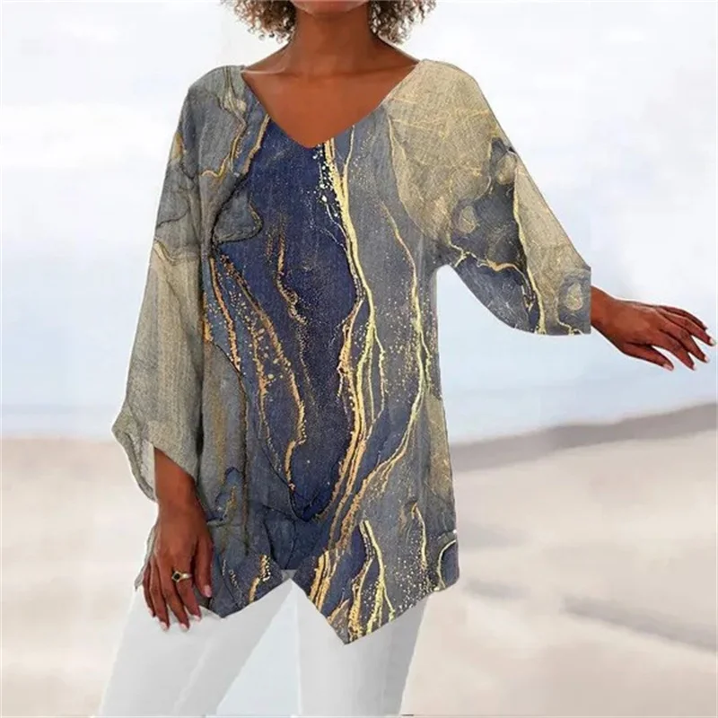 Fashion Print Irregular Hem Blouse Autumn Winter Long Sleeve V Neck Pullover Shirt Ladies Daily Casual Loose Tops New Streetwear
Fashion Print Irregular Hem Blouse Autumn Winter Long Sleeve V Neck Pullover Shirt Ladies Daily Casual Loose Tops New Streetwear