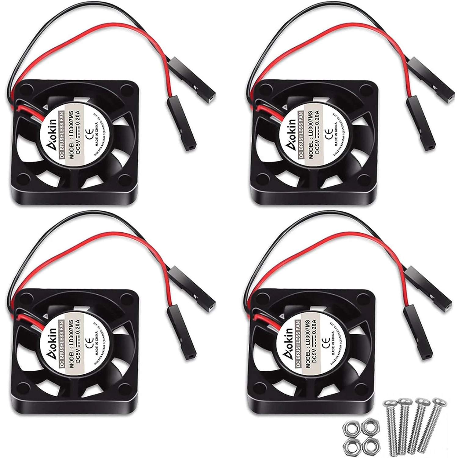 4pcs 3007 Fan for Raspberry Pi 4 30x30x7mm Cooling Fans Brushless 3.3V 5V DC Quiet Fan for Raspberry Pi 4, Pi 3 B+, Pi 3 B
4pcs 3007 Fan for Raspberry Pi 4 30x30x7mm Cooling Fans Brushless 3.3V 5V DC Quiet Fan for Raspberry Pi 4, Pi 3 B+, Pi 3 B