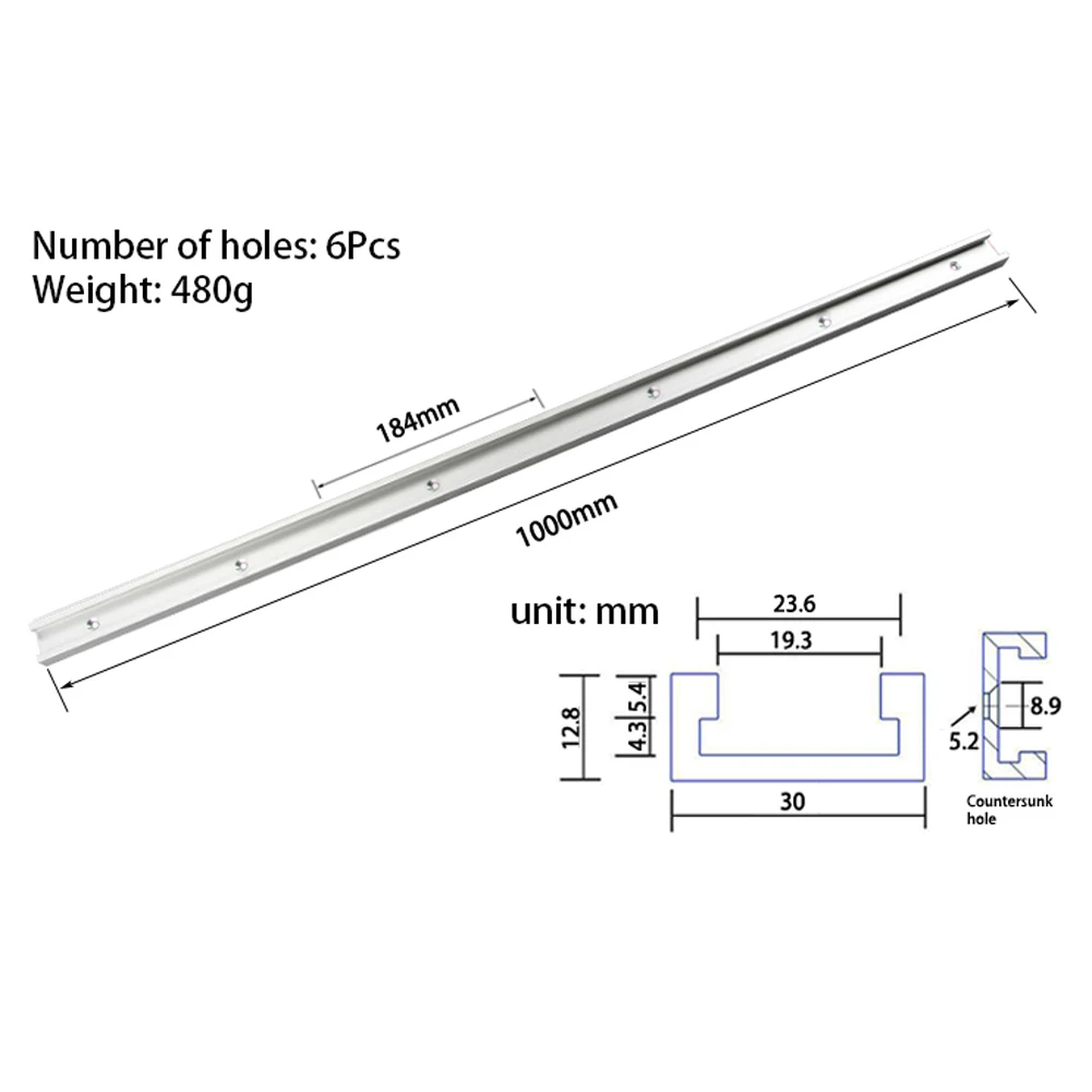

1 шт., Трековый упор Mijter En 1000 мм, 6 отверстий, Т-образный слот Mijter, алюминий для наружного ремонта, рукоятка для рукоделия