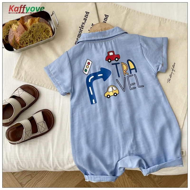

Summer Baby Romper Car Cartoon Boy Girl Cowboy Birthday Baptism Newborn Infantil Overalls Short Sleeve Fashion Toddler Clothes
