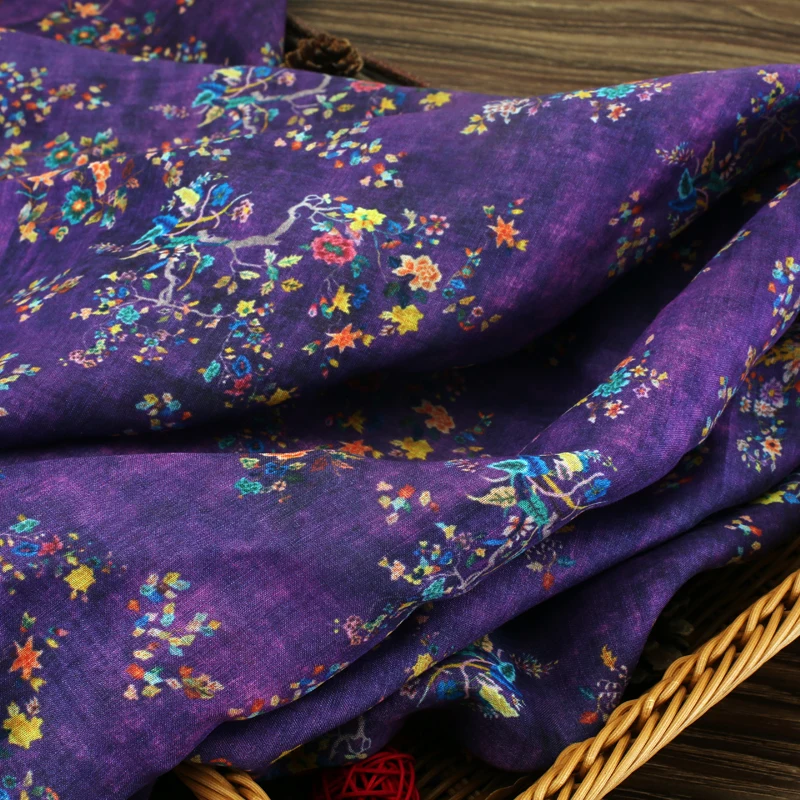 

Высококачественная фиолетовая ткань из хлопка с принтом ramie для свадебного платья, Тюлевая ткань для юбки, ткань для лоскутного шитья