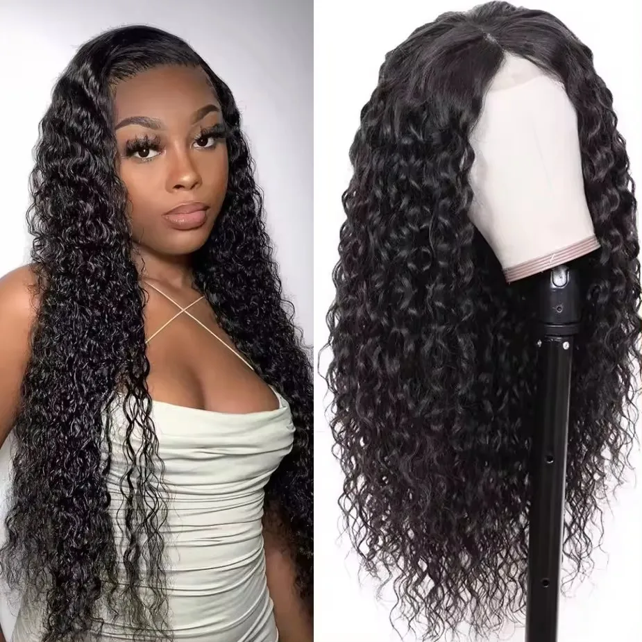 

5x5 Curly Baby Hair Lace Front Wig Water Wave Swiss Lace Closure Human Hair Wig 5*5 Transparent HD Natural Hairline Wig For Wmen