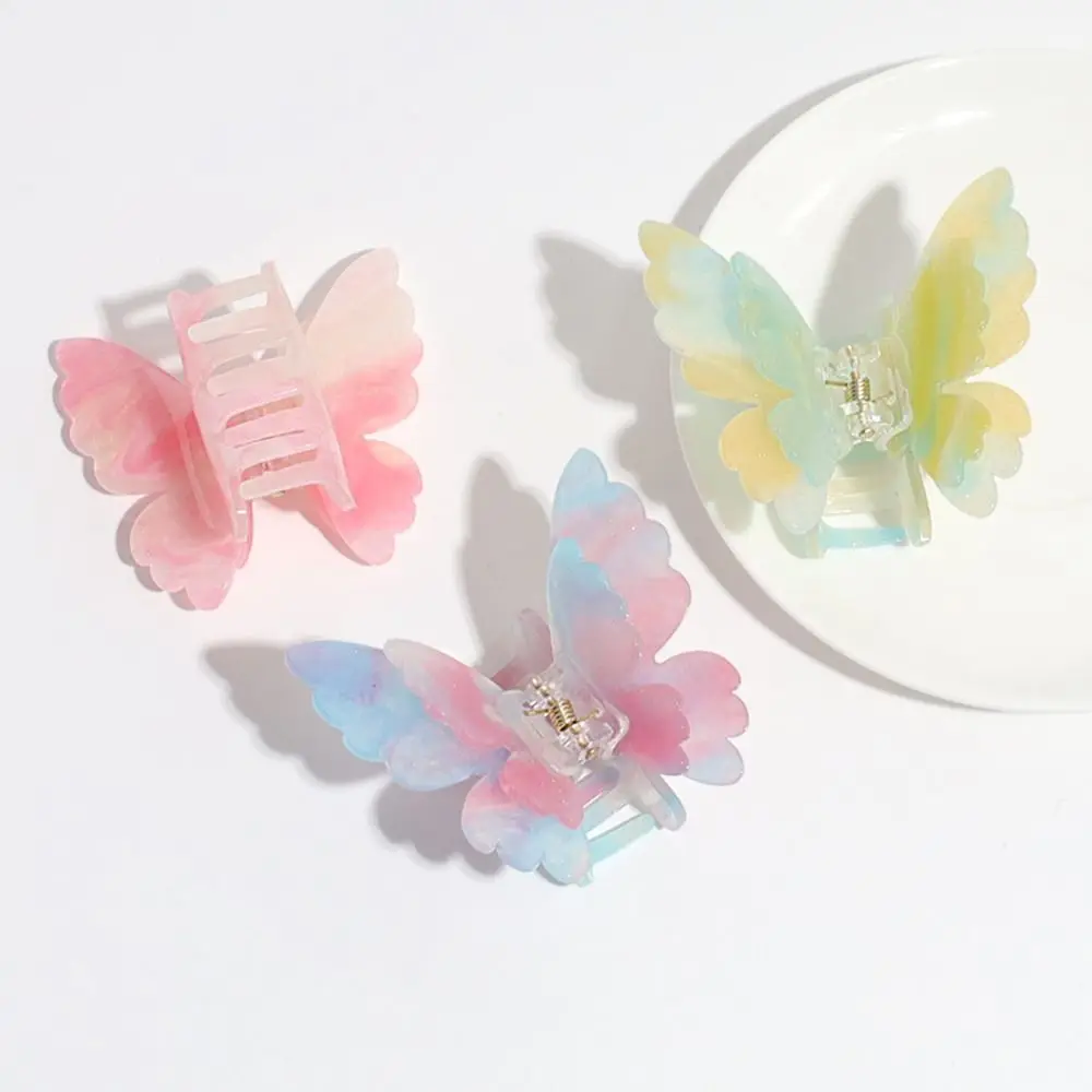 

Korean Style Acetate Butterfly Hair Claw Acetic Acid Colorful Gradient Hair Clip Headdress Grab Clip Large Shark Clip Children