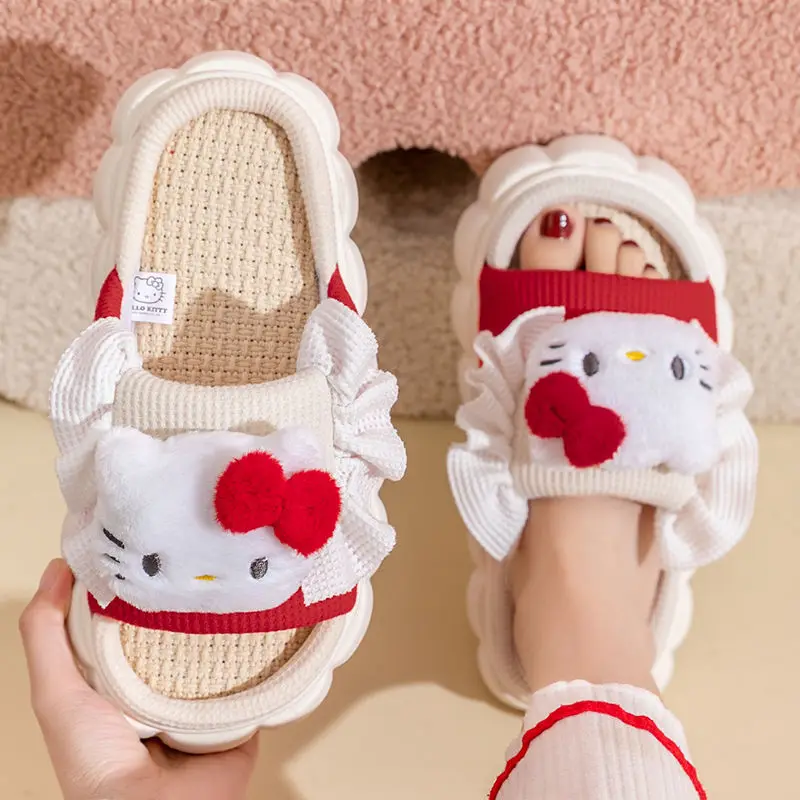 TAKARA TOMY Kitty Cat Linen Slippers for Women Wearing Breathable and Non Slip Thick Sole Indoor Home Slippers
TAKARA TOMY Kitty Cat Linen Slippers for Women Wearing Breathable and Non Slip Thick Sole Indoor Home Slippers