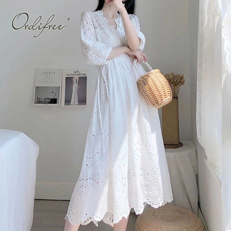 Ordifree 2023 Summer Women White Embroidery Dress Vacation Holiday Dresses White Lace Vintage Tunic Beach Dress
Ordifree 2023 Summer Women White Embroidery Dress Vacation Holiday Dresses White Lace Vintage Tunic Beach Dress