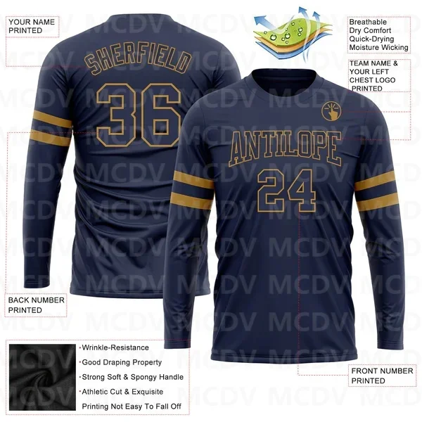 Custom Navy Navy-Old Gold Long Sleeve Performance Salute To Service T-Shirt 3D Printed Long Sleeve T-Shirt
Custom Navy Navy-Old Gold Long Sleeve Performance Salute To Service T-Shirt 3D Printed Long Sleeve T-Shirt