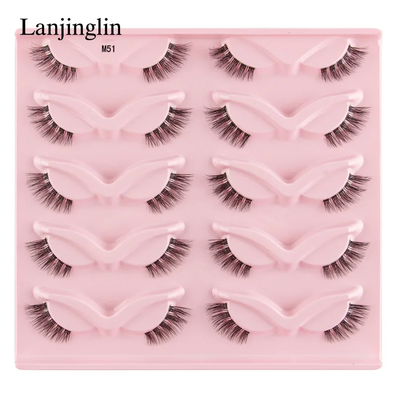 Lanjinglin 3/5/10 Pairs Cat Eye Lashes Soft Natural Look False Eyelashes Mink Eyelashes Hot Selling 3D Curly Eyelashes Makeup 17 Sd9680e6db9bb4fe7ae98c1a947b2b348i