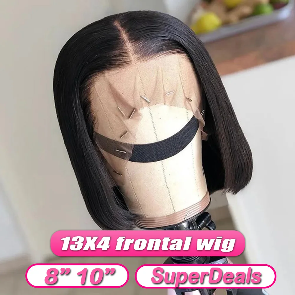 

8/10 Inch 13x4 Brazilian Lace Front Human Hair Wigs Short Straight Bob Wig Baby Hair Remy Bob Wigs For Women Pre-Plucked Hair
