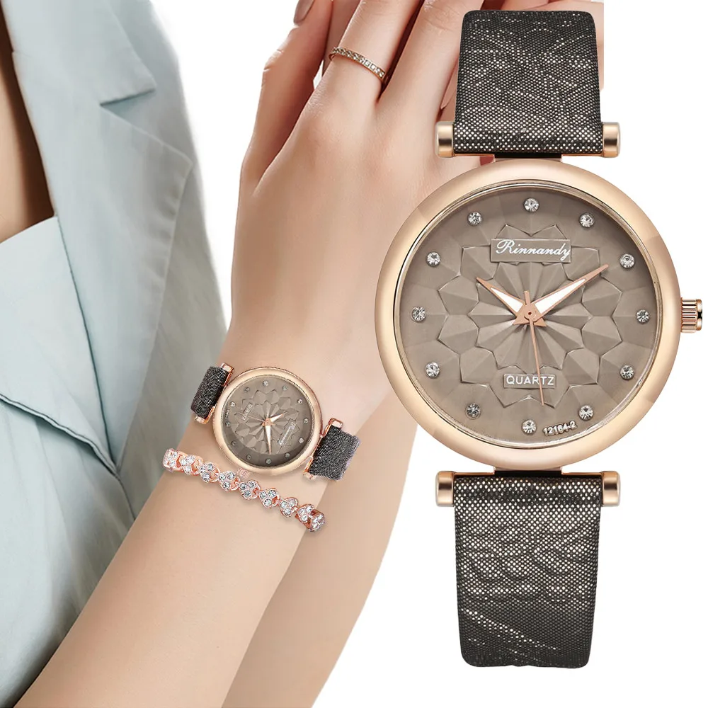 Роскошные женские часы с ромбовидным цветочным циферблатом модные кварцевые 2022