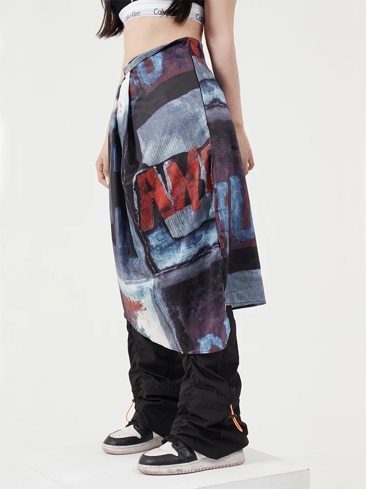 Y2K Midi Skirt | Streetwear Irregular Tie Dye Printed | Vintage Hip Hop Skirts Punk Y2K Midi Skirt | Streetwear Irregular Tie Dye Printed | Vintage Hip Hop Skirts Punk