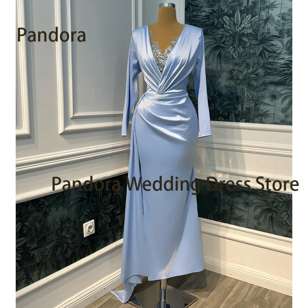 

Женское вечернее платье с юбкой-годе Pandora, черное платье до щиколотки с V-образным вырезом и длинным рукавом, расшитое бисером, для вечеринки и дня рождения,