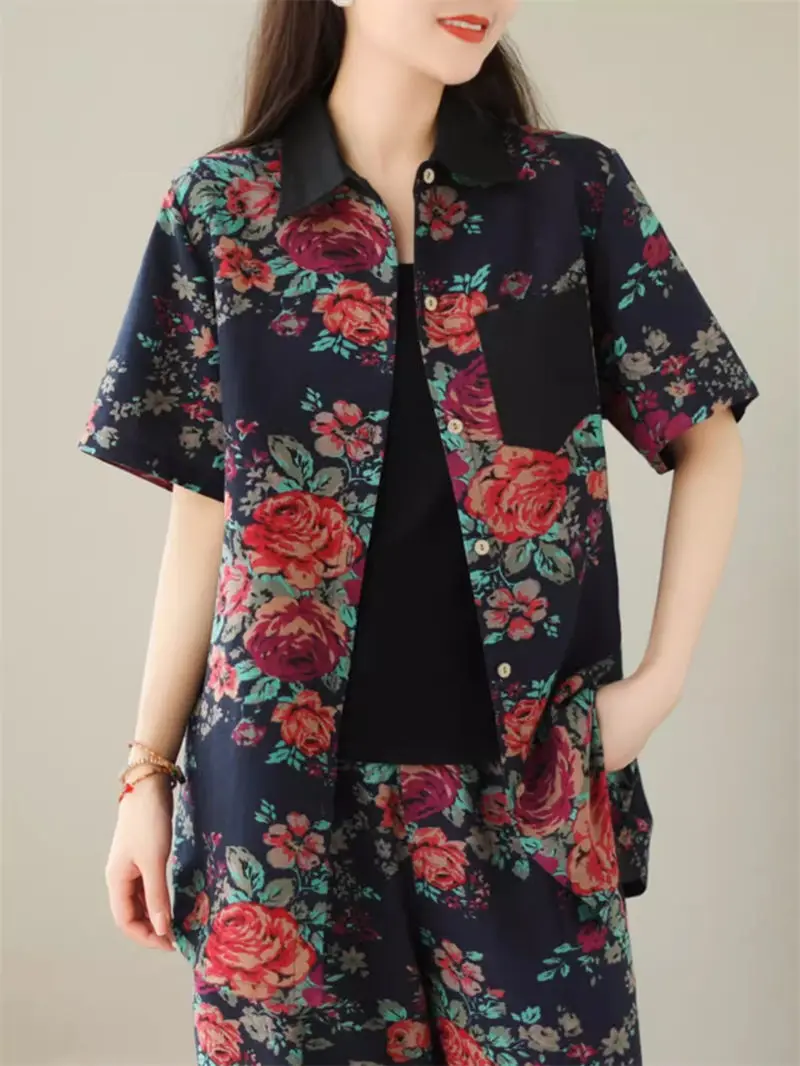 Женский Повседневный костюм из двух предметов, рубашка с коротким рукавом и отложным воротником, брюки-султанки с эластичным поясом в этническом стиле, K417
Женский Повседневный костюм из двух предметов, рубашка с коротким рукавом и отложным воротником, брюки-султанки с эластичным поясом в этническом стиле, K417