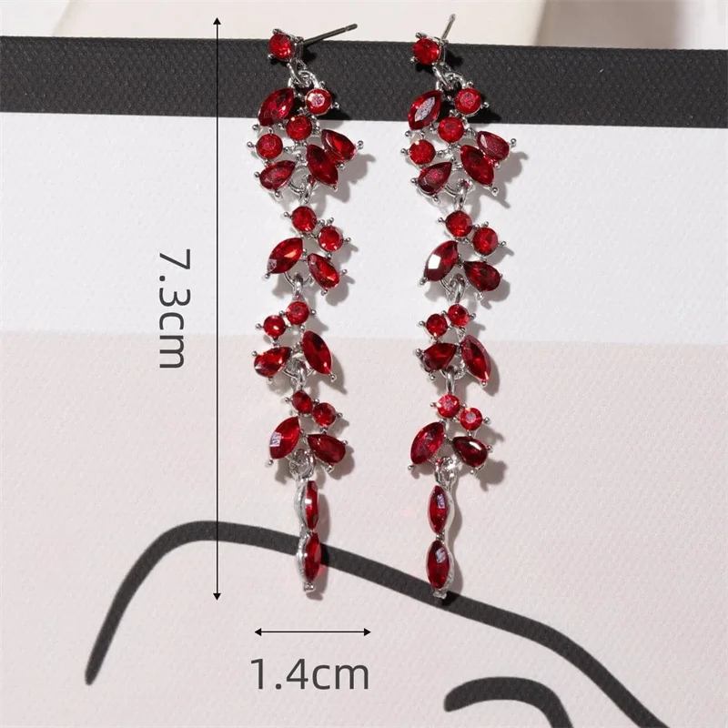Exquisite Leaves Long Tassel Dangle Earrings For Women Full Rhinestone AAA Zircon Leaf Temperament Earring Party Wedding Jewelry 4 Mallzona Sd96ff339dce7410cad87594789967409V Exquisite Leaves Long Tassel Dangle Earrings For Women Full Rhinestone AAA Zircon Leaf Temperament Earring Party Wedding Jewelry Mallzona