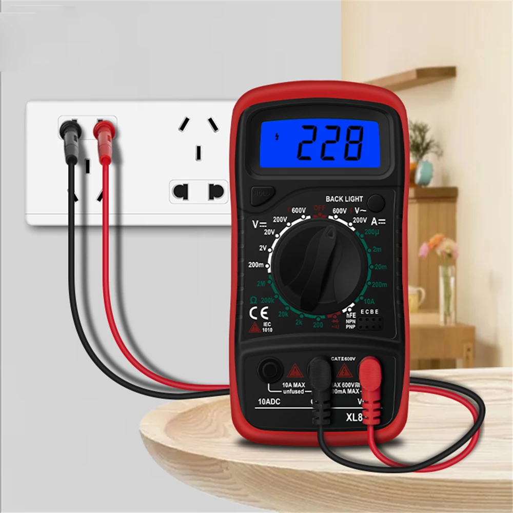 

Handheld Digital Multimeter Ohm Voltage Tester Meter Multimetro XL830L AC/DC Ammeter with Thermocouple LCD Backlight Display New