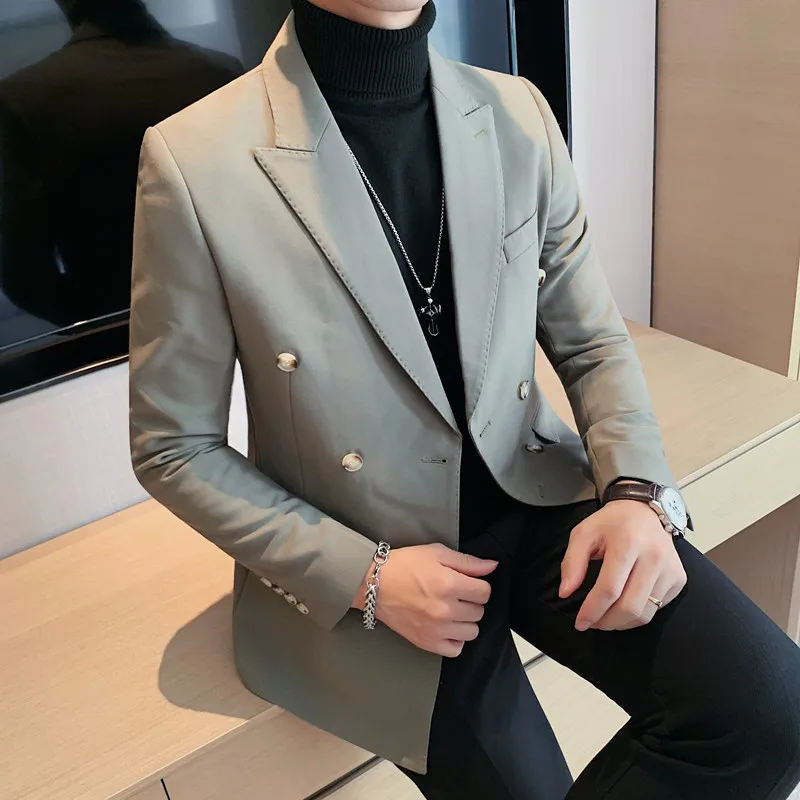 High-quality Men Blazers Double Breasted Casual Slim Suit Jacket Wedding Business Social Dress Coat Streetwear Costume Homme
High-quality Men Blazers Double Breasted Casual Slim Suit Jacket Wedding Business Social Dress Coat Streetwear Costume Homme
