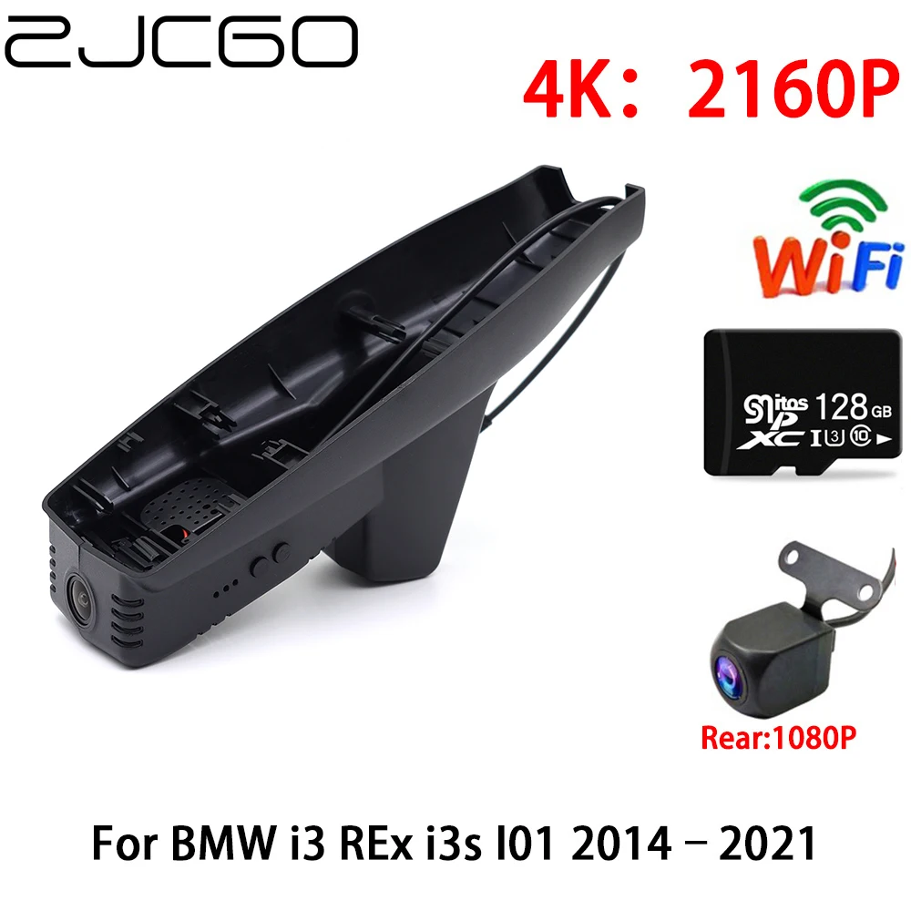 

ZJCGO 2K 4K Car DVR Dash Cam Wifi Front Rear Camera 2 Lens 24h Parking Monitoring for BMW i3 REx i3s I01 2014–2021