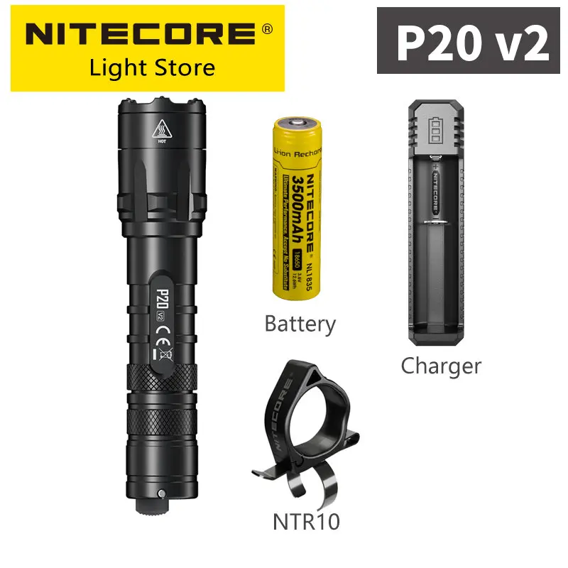 

NITECORE P20 V2 Strong Light 1100 Lumens Instantaneous Flash LED Portable Tactical Flashlight Search Torch Lamp18650 Battery