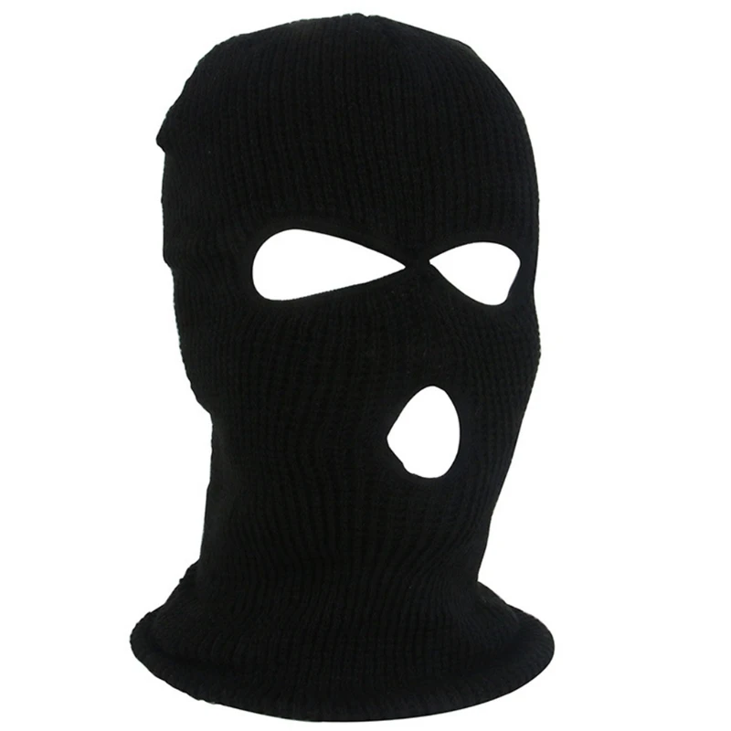 

3-Hole Knitted Full Face Cover Ski Winter Warm Cycling Neon Solid Color Balaclava Mask Hat Halloween Party Cosplay Cap Dropship
