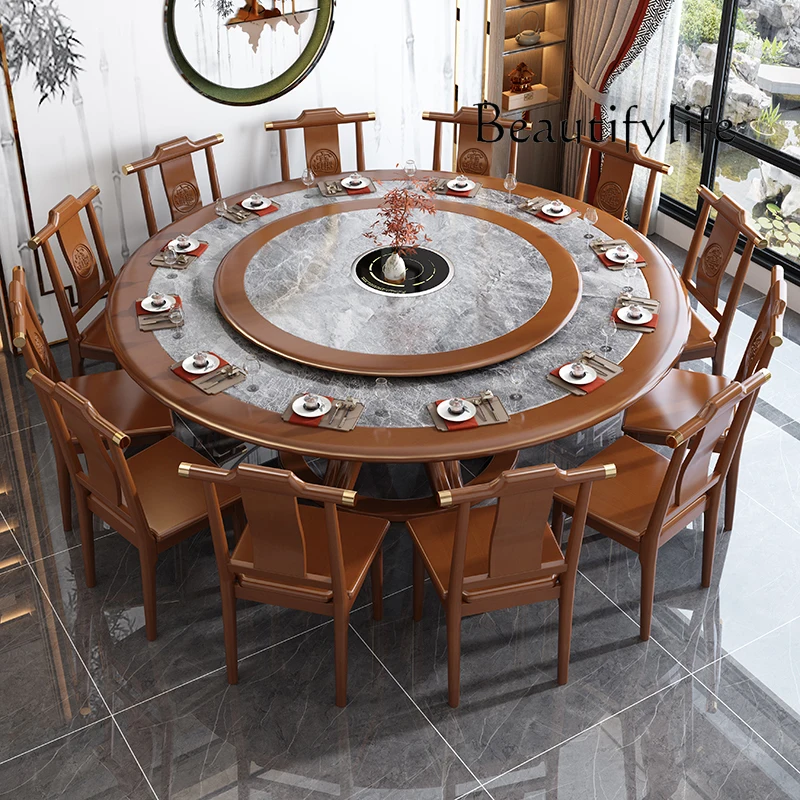 Solid Wood Dining Table and Chair Assemblage Zone Turntable Household Hotel Stone Plate Dining Table with Induction Cooker
Solid Wood Dining Table and Chair Assemblage Zone Turntable Household Hotel Stone Plate Dining Table with Induction Cooker