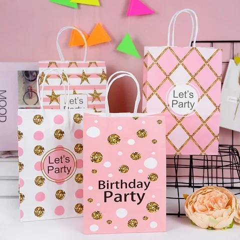 Happy Birthday 21x15x8cm Pink Star Wavy Dots Pattern Kraft Paper Gift Bag Candy Bag Handbags Wedding Party Baby Shower Favors
Happy Birthday 21x15x8cm Pink Star Wavy Dots Pattern Kraft Paper Gift Bag Candy Bag Handbags Wedding Party Baby Shower Favors