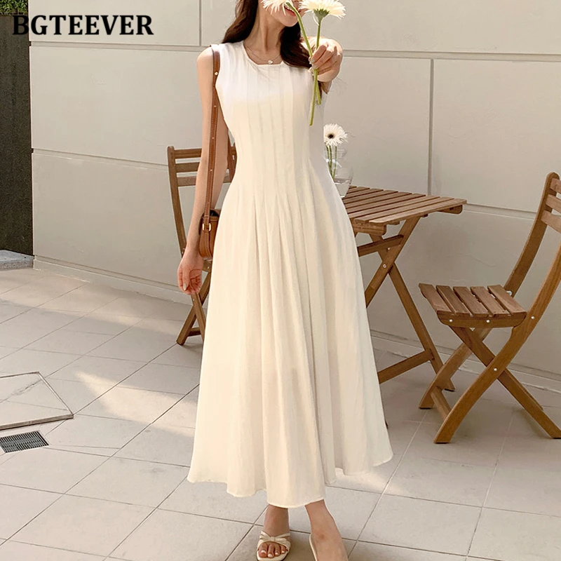 BGTEEVER Casual O-neck Sleeveless Female Solid Mid-Length Dress Spring Summer Slim Waist Women A-line Dress Ladies Vestidos
BGTEEVER Casual O-neck Sleeveless Female Solid Mid-Length Dress Spring Summer Slim Waist Women A-line Dress Ladies Vestidos
