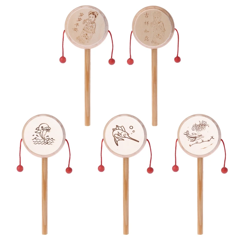 77HD Wood Cartoon Chinese Traditional Spinning Rattle Drum Hand Baby Musical Toy
77HD Wood Cartoon Chinese Traditional Spinning Rattle Drum Hand Baby Musical Toy