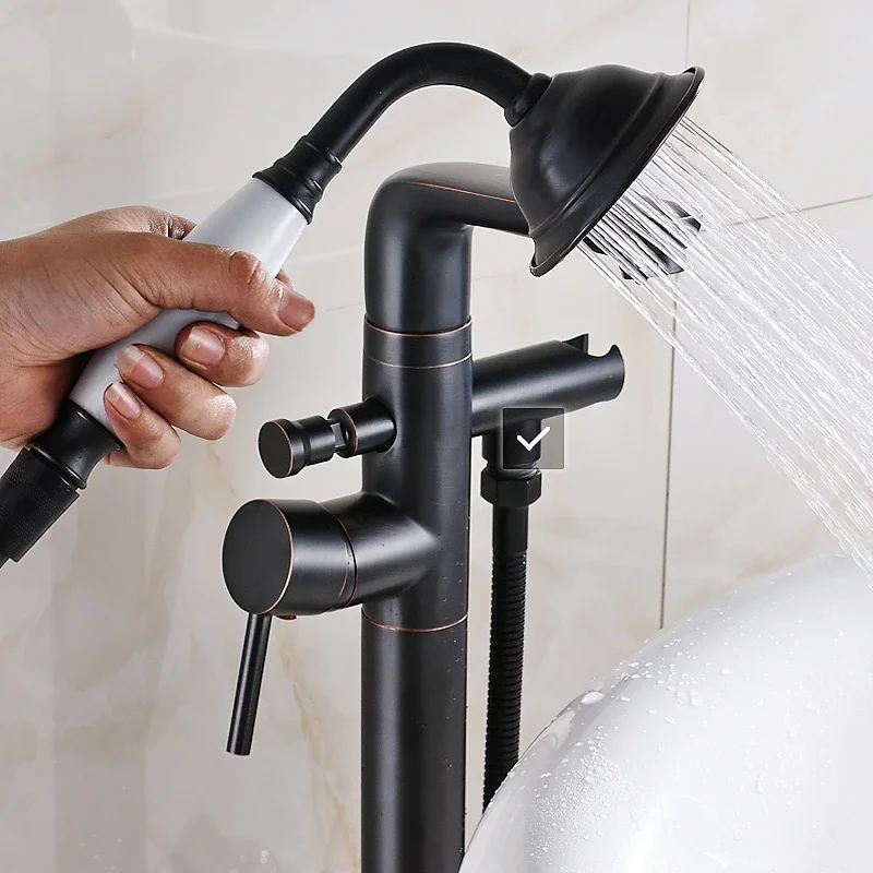 Vidric ORB Single Handle With Plastic Handshower Floor Standing Bathroom Tub Mixed Water Bath Faucet Hot and Cold Water Tap Blac
Vidric ORB Single Handle With Plastic Handshower Floor Standing Bathroom Tub Mixed Water Bath Faucet Hot and Cold Water Tap Blac