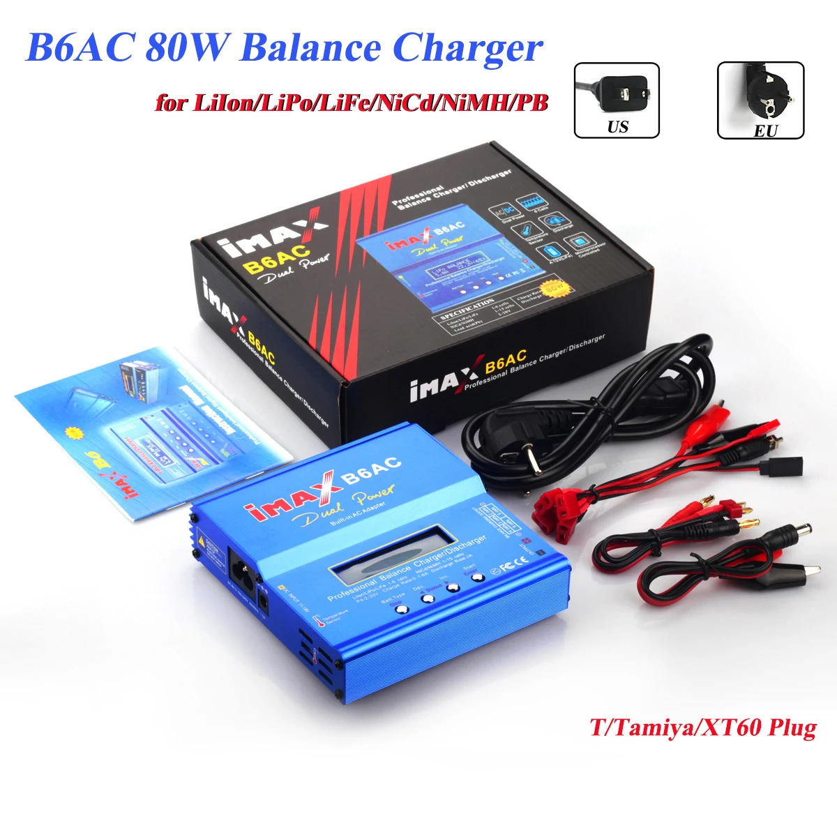 B6AC AC/DC Balance Charger 80W 6A Lipo NiMh Li-ion Ni-Cd Battery Discharger T/Tamiya/XT60 Plug for RC Car Helicopter Drone Plane
B6AC AC/DC Balance Charger 80W 6A Lipo NiMh Li-ion Ni-Cd Battery Discharger T/Tamiya/XT60 Plug for RC Car Helicopter Drone Plane
