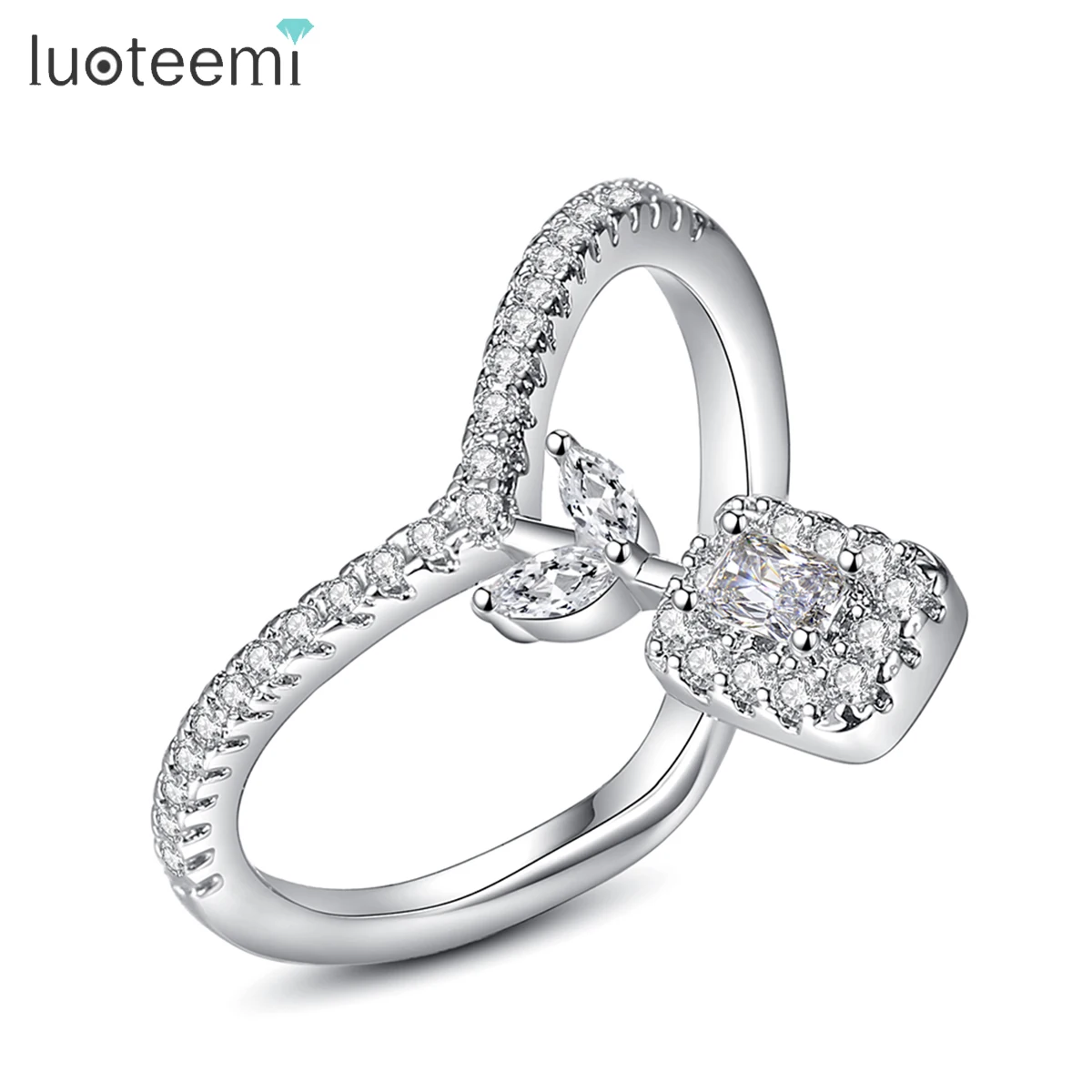 LUOTEEMI Unique Silver Color Zirconia Rings for Women Square&Two Leaves Couple Wedding Rings Love Heart Shape New Friend Gift
LUOTEEMI Unique Silver Color Zirconia Rings for Women Square&Two Leaves Couple Wedding Rings Love Heart Shape New Friend Gift