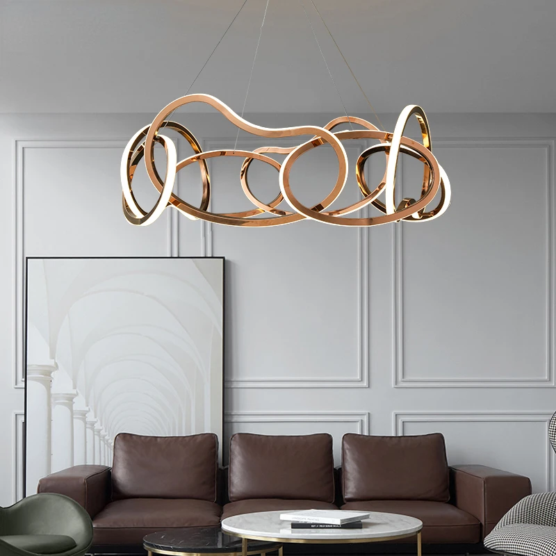 Modern Rose Gold LED Chandeliers Home Living Dining Room Decor Chandelier Indoor Bedroom Hanging Lights Fixtures
Modern Rose Gold LED Chandeliers Home Living Dining Room Decor Chandelier Indoor Bedroom Hanging Lights Fixtures